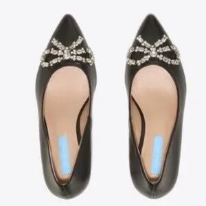 Draper James Ginny in Belle Meade Black Leather with Rhinestone Bows